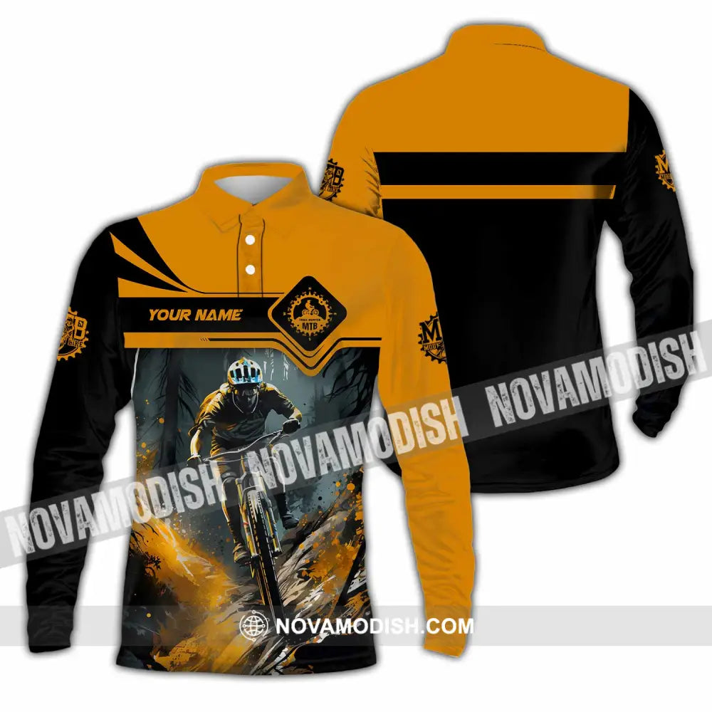 Unisex Shirt - Custom Text Shirt Mountain Bike Shirt Long Sleeve Polo / S T-shirt