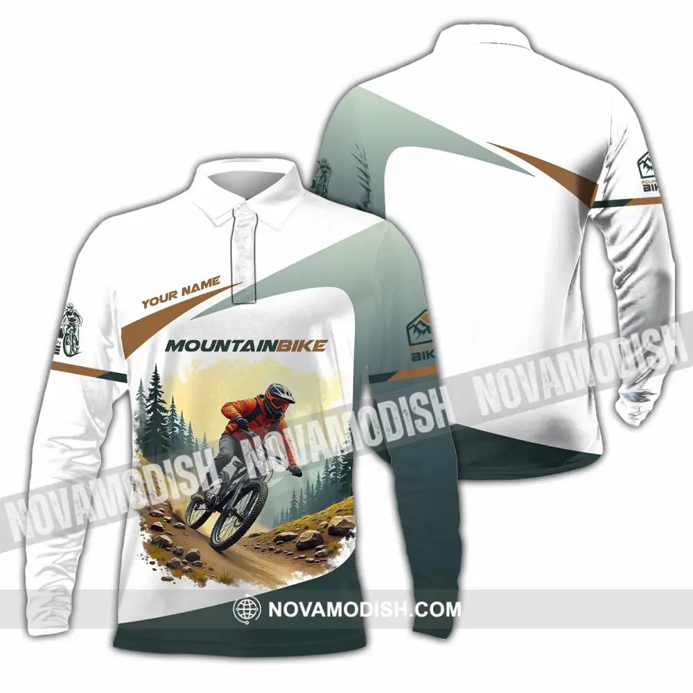 Unisex Shirt - Custom Text Shirt Mountain Bike Shirt Long Sleeve Polo / S T-shirt