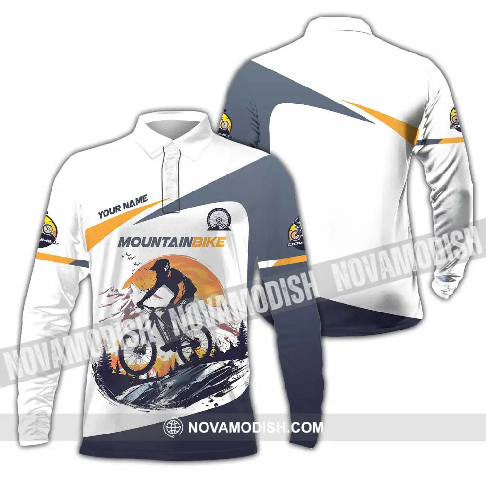 Unisex Shirt - Custom Text Shirt Mountain Bike Shirt Long Sleeve Polo / S T-shirt