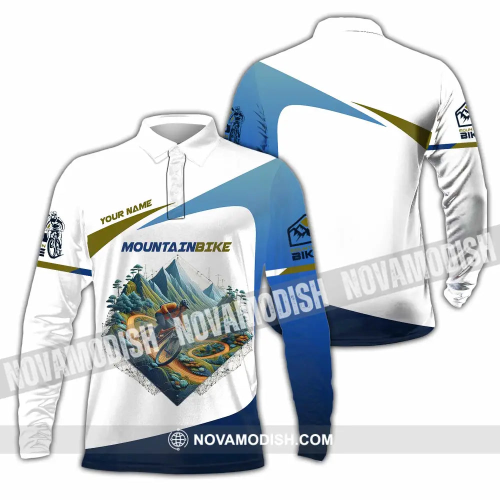Unisex Shirt - Custom Text Shirt Mountain Bike Shirt Long Sleeve Polo / S T-shirt