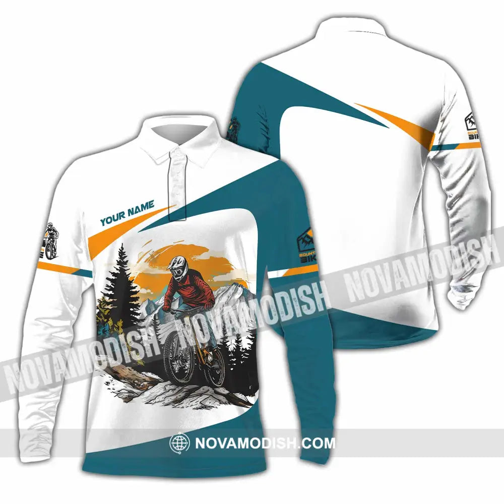 Unisex Shirt - Custom Text Shirt Mountain Bike Shirt Long Sleeve Polo / S T-shirt