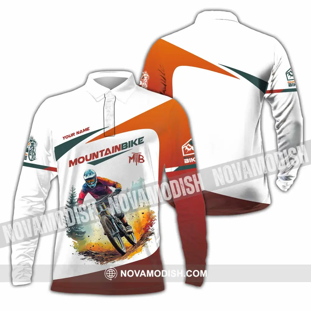 Unisex Shirt - Custom Text Shirt Mountain Bike Shirt Long Sleeve Polo / S T-shirt