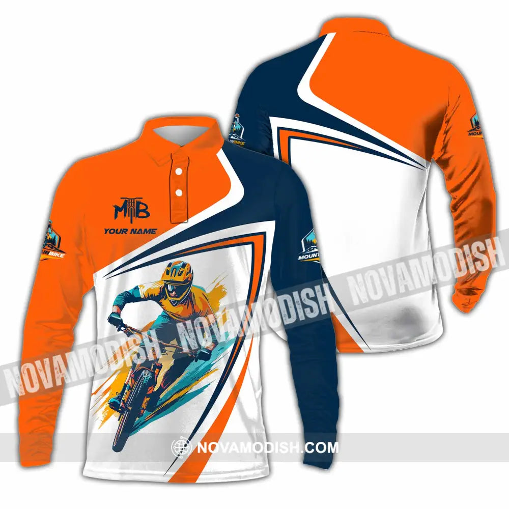 Unisex Shirt - Custom Text Shirt Mountain Bike Shirt Long Sleeve Polo / S T-shirt