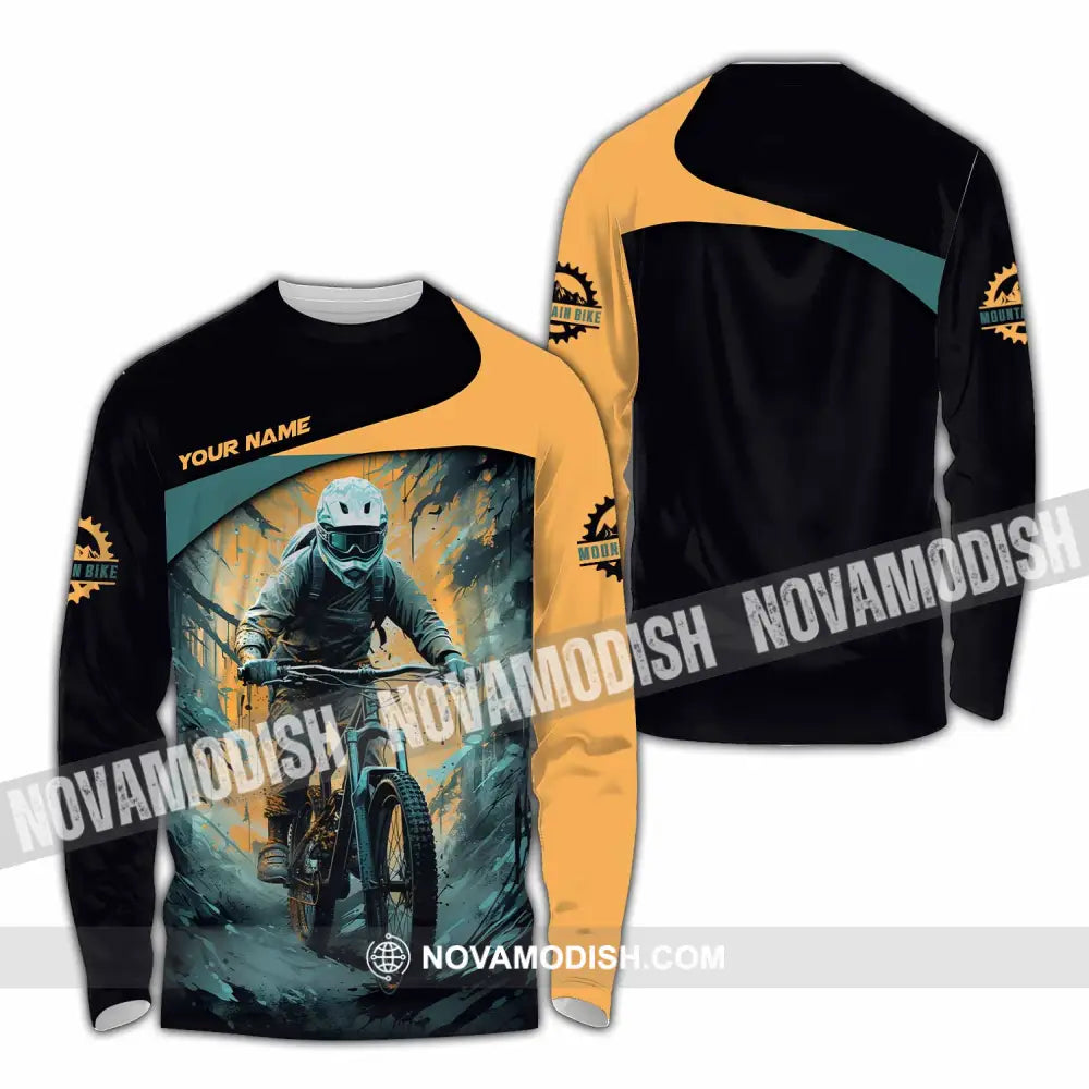 Unisex Shirt - Custom Text Shirt Mountain Bike Shirt Long Sleeve Shirt / S T-shirt