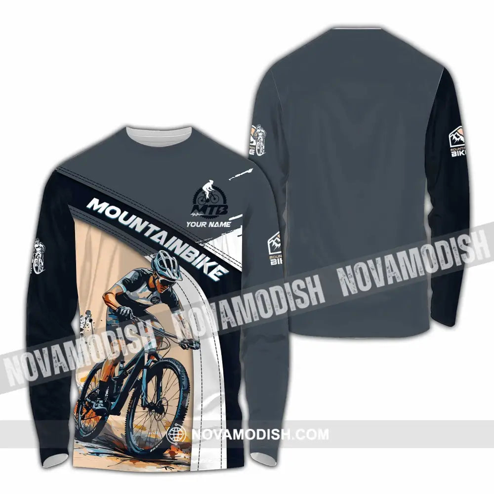 Unisex Shirt - Custom Text Shirt Mountain Bike Shirt Long Sleeve Shirt / S T-shirt