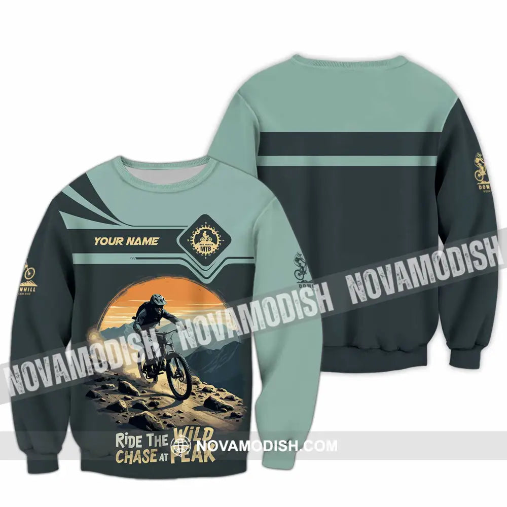 Unisex Shirt - Custom Text Shirt Mountain Bike Ride The Wind Long Sleeve / S T-shirt