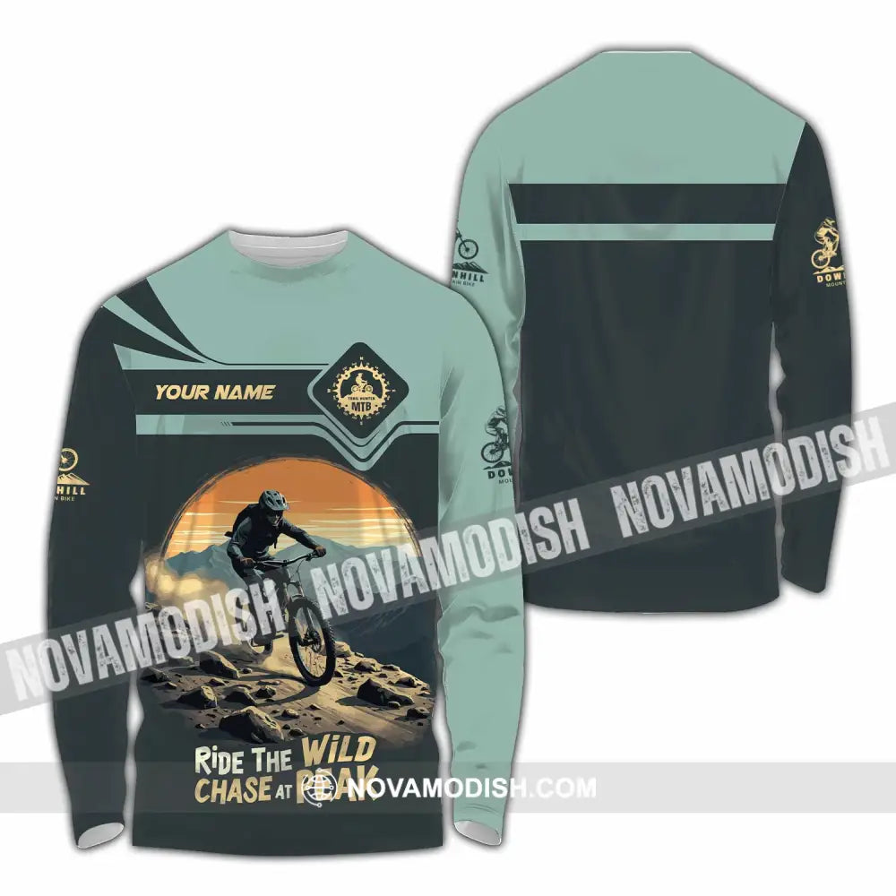 Unisex Shirt - Custom Text Shirt Mountain Bike Ride The Wind Long Sleeve Shirt / S T-shirt