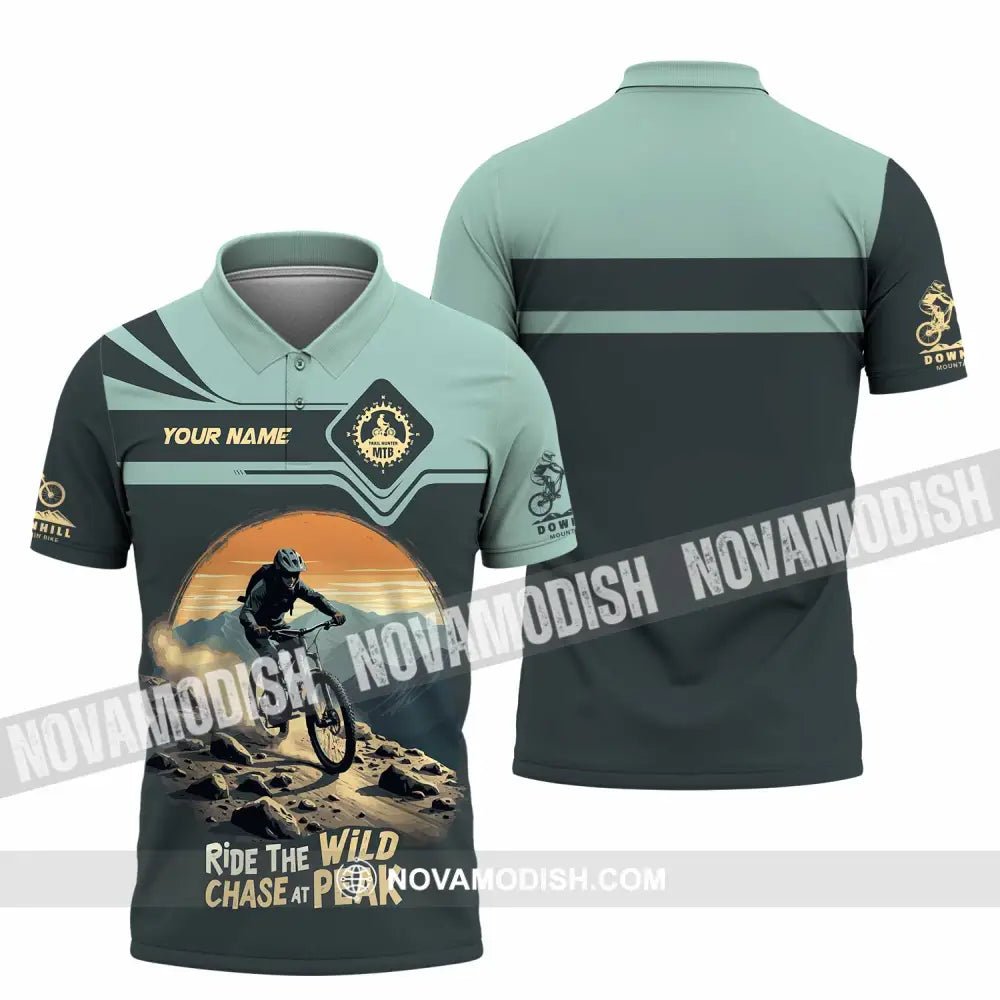 Unisex Shirt - Custom Text Shirt Mountain Bike Ride The Wind Polo Shirt / S T-shirt