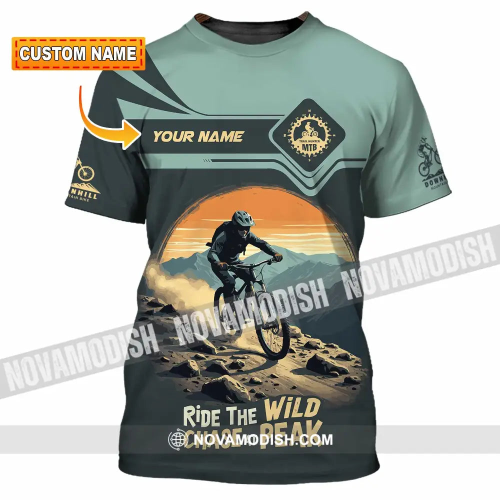 Unisex Shirt - Custom Text Shirt Mountain Bike Ride The Wind T-shirt