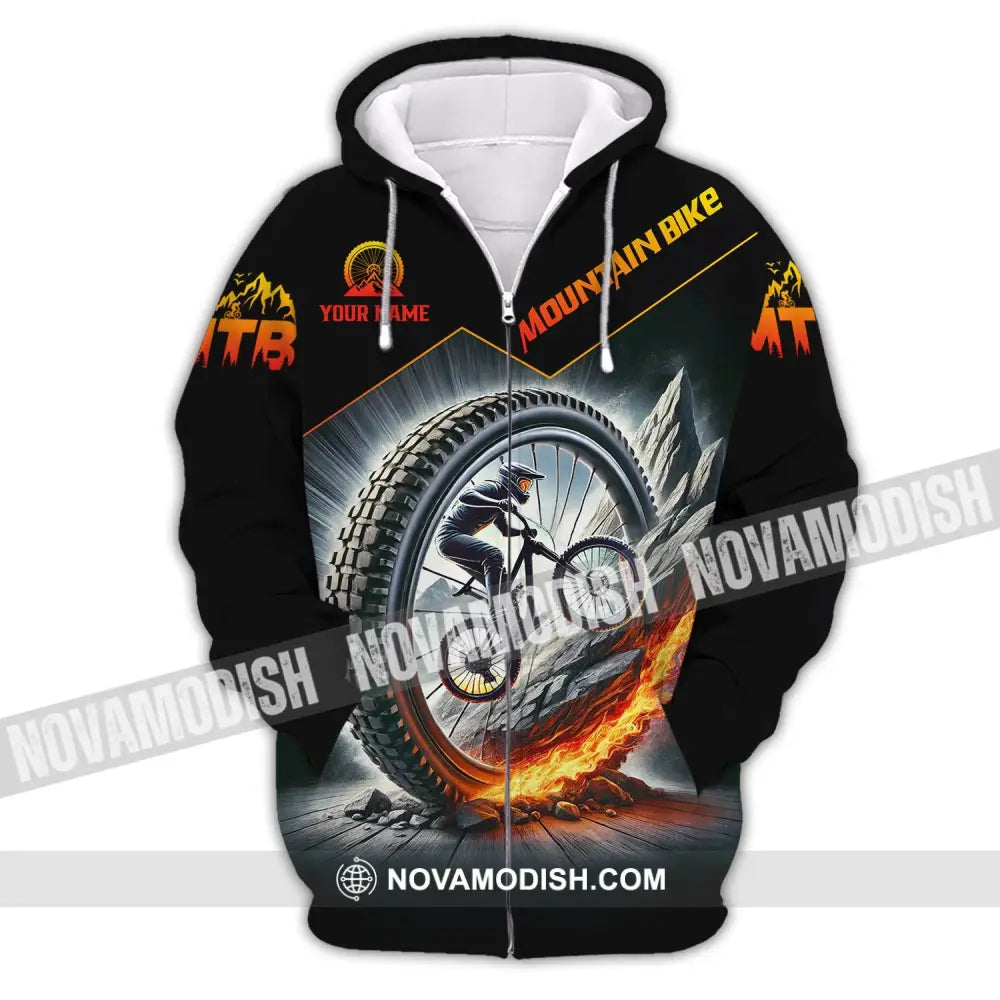 Unisex Shirt - Custom Text Mountain Bike Zipper Hoodie / S T-Shirt