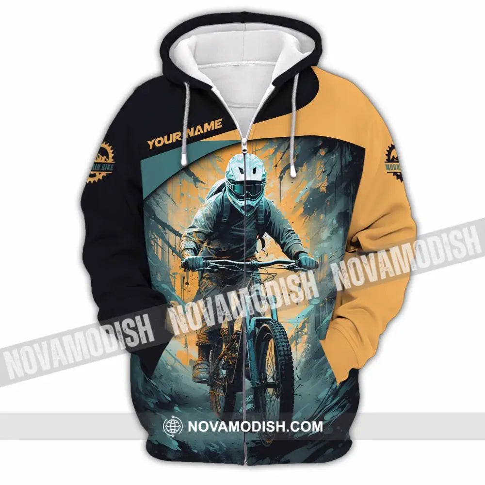 Unisex Shirt - Custom Text Shirt Mountain Bike Shirt Zipper Hoodie / S T-shirt