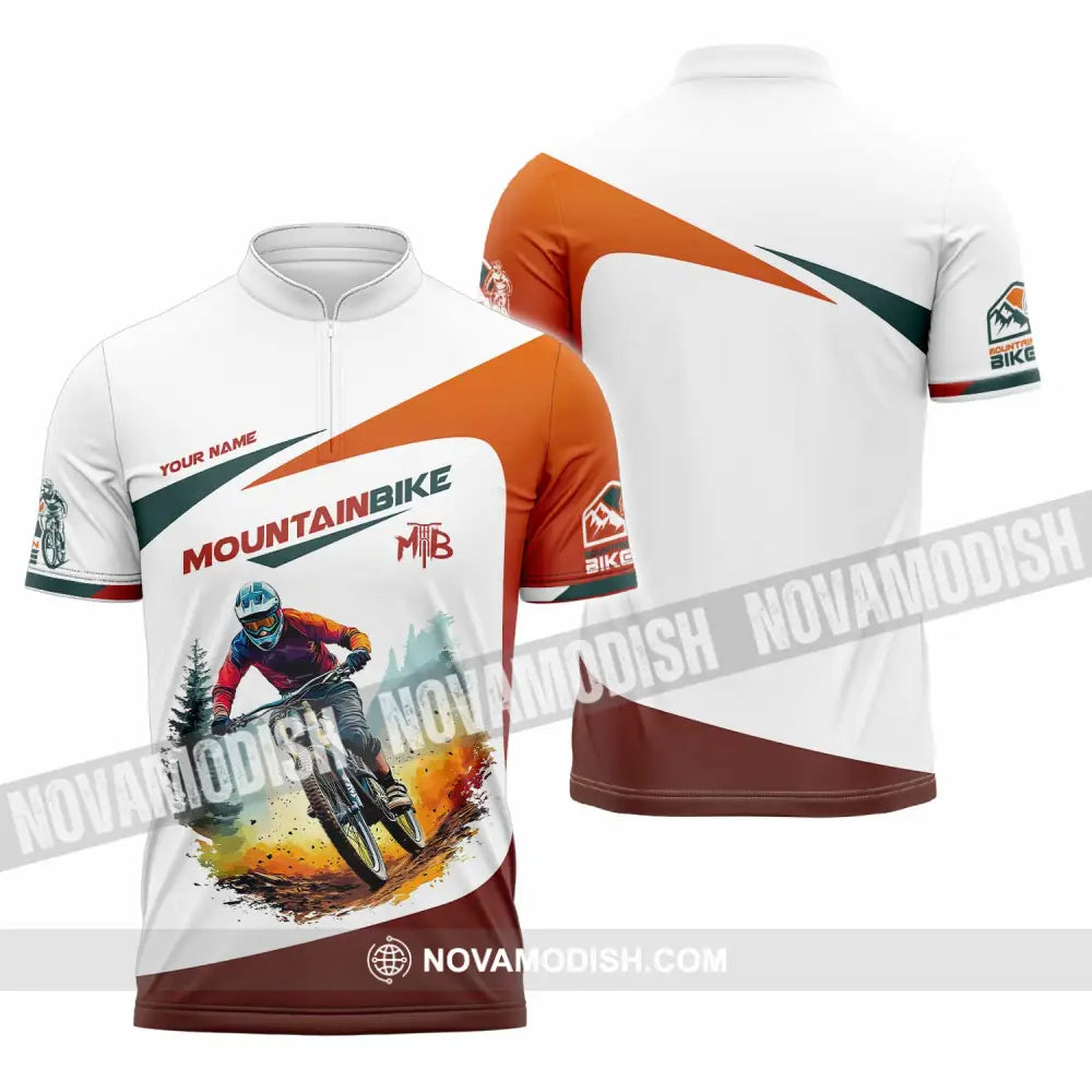 Unisex Shirt - Custom Text Shirt Mountain Bike Shirt Zipper Polo Shirt / S T-shirt