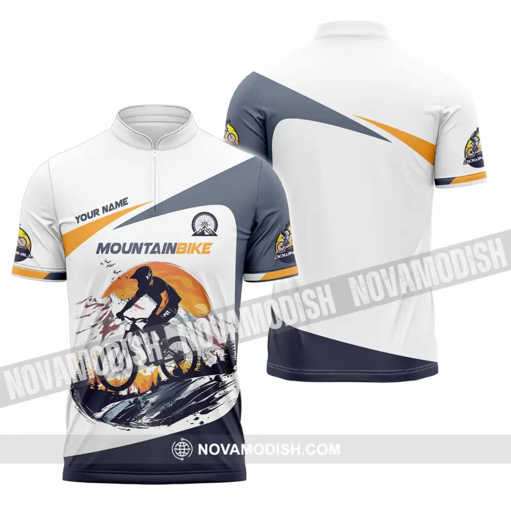 Unisex Shirt - Custom Text Shirt Mountain Bike Shirt Zipper Polo Shirt / S T-shirt