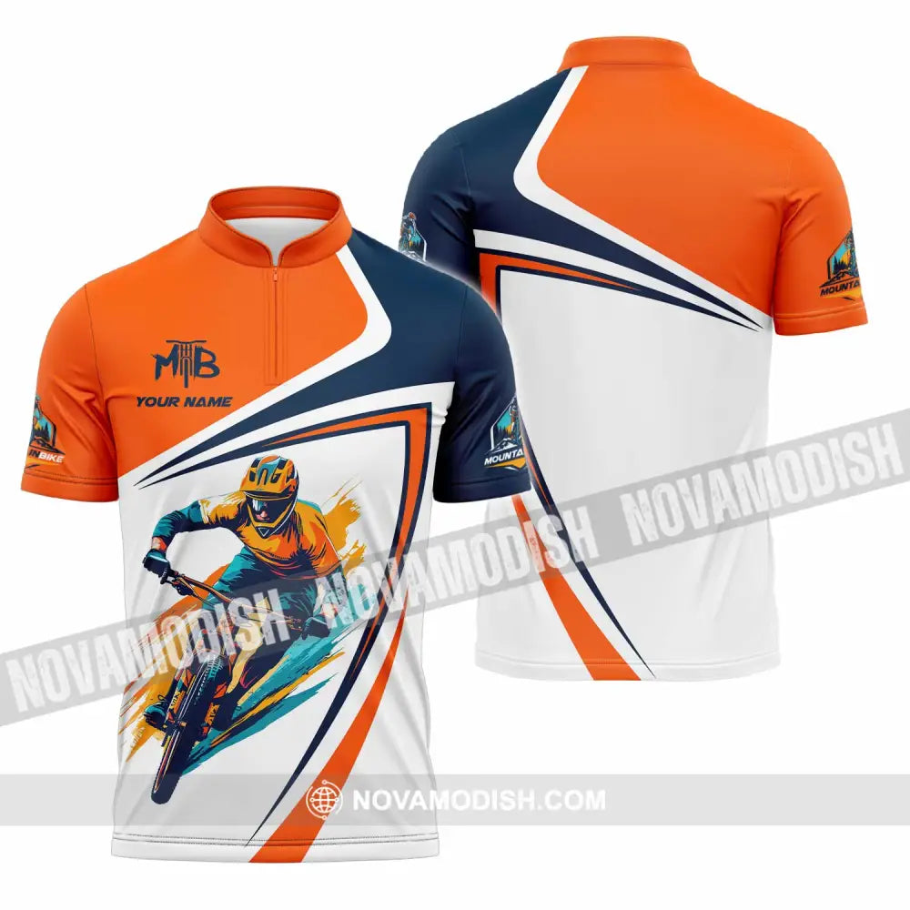 Unisex Shirt - Custom Text Shirt Mountain Bike Shirt Zipper Polo Shirt / S T-shirt