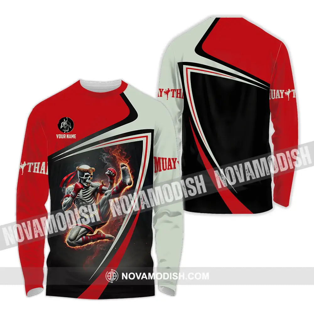 Unisex Shirt - Custom Text Muay Thai Long Sleeve / S T-Shirt