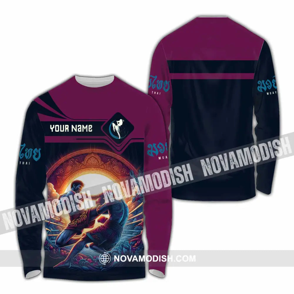 Unisex Shirt - Custom Text Shirt Muay Thai Shirt Long Sleeve Shirt / S T-shirt