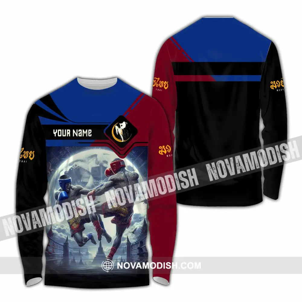 Unisex Shirt - Custom Text Shirt Muay Thai Shirt Long Sleeve Shirt / S T-shirt