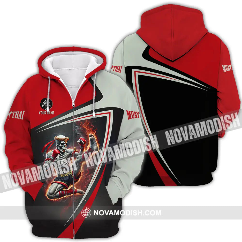 Unisex Shirt - Custom Text Muay Thai Zipper Hoodie / S T-Shirt