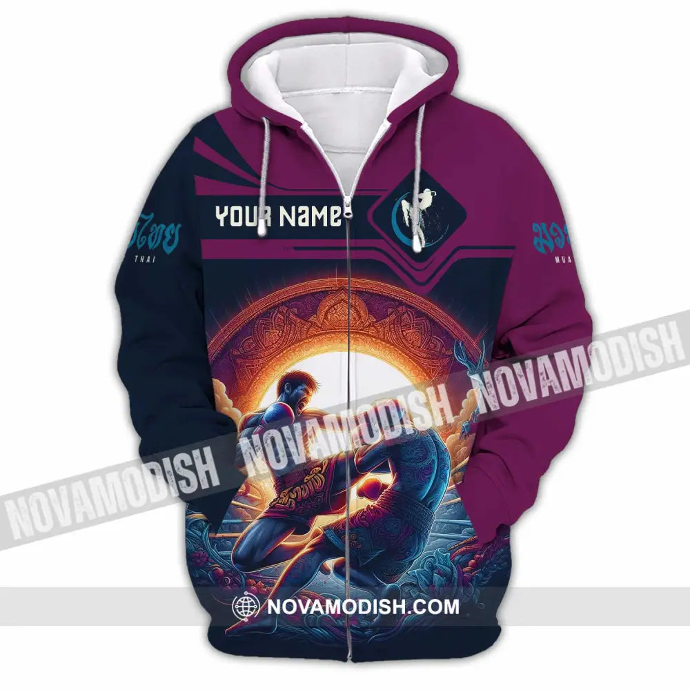 Unisex Shirt - Custom Text Shirt Muay Thai Shirt Zipper Hoodie / S T-shirt