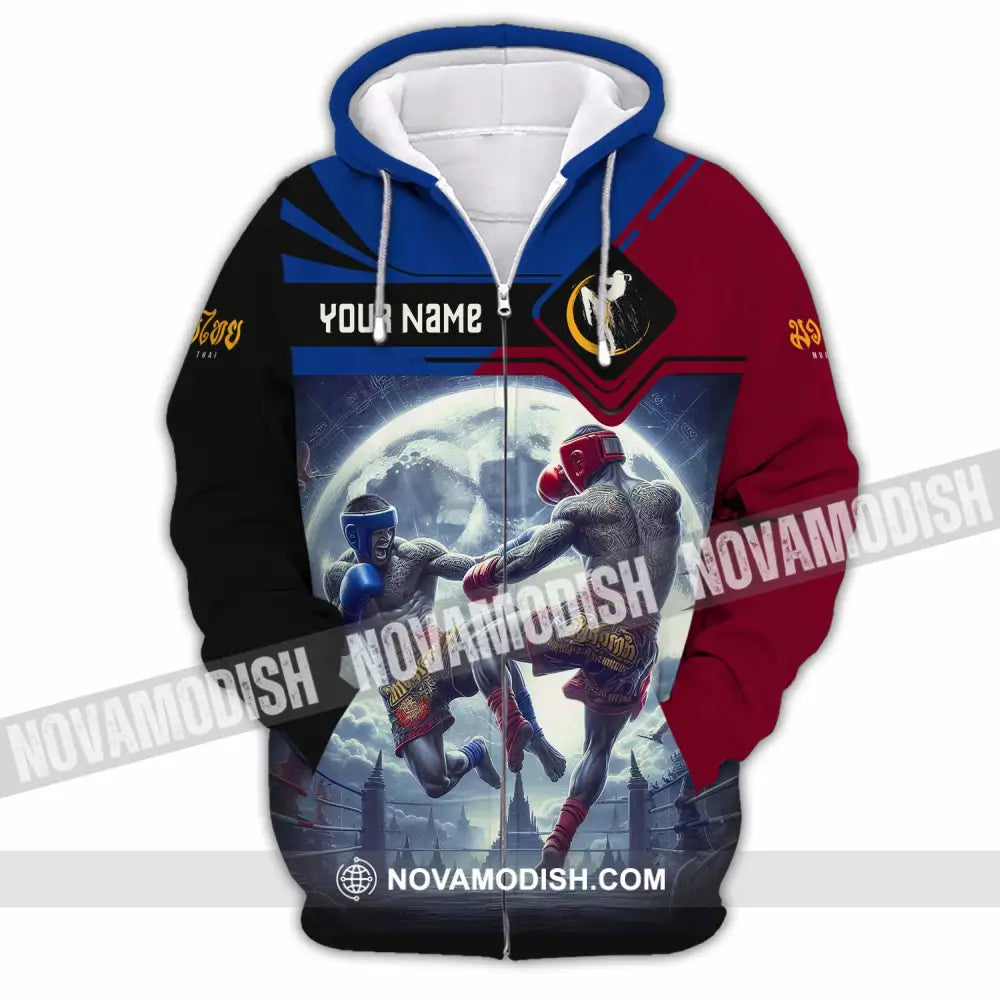 Unisex Shirt - Custom Text Shirt Muay Thai Shirt Zipper Hoodie / S T-shirt