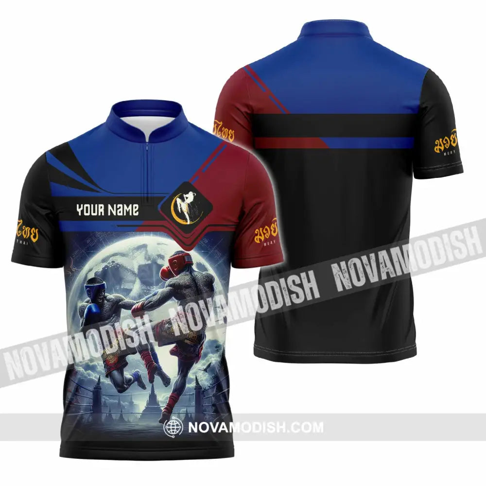 Unisex Shirt - Custom Text Shirt Muay Thai Shirt Zipper Polo Shirt / S T-shirt
