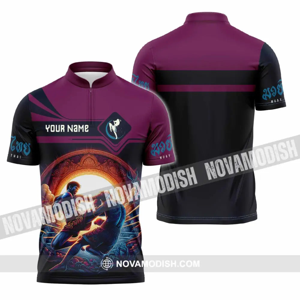 Unisex Shirt - Custom Text Shirt Muay Thai Shirt Zipper Polo Shirt / S T-shirt
