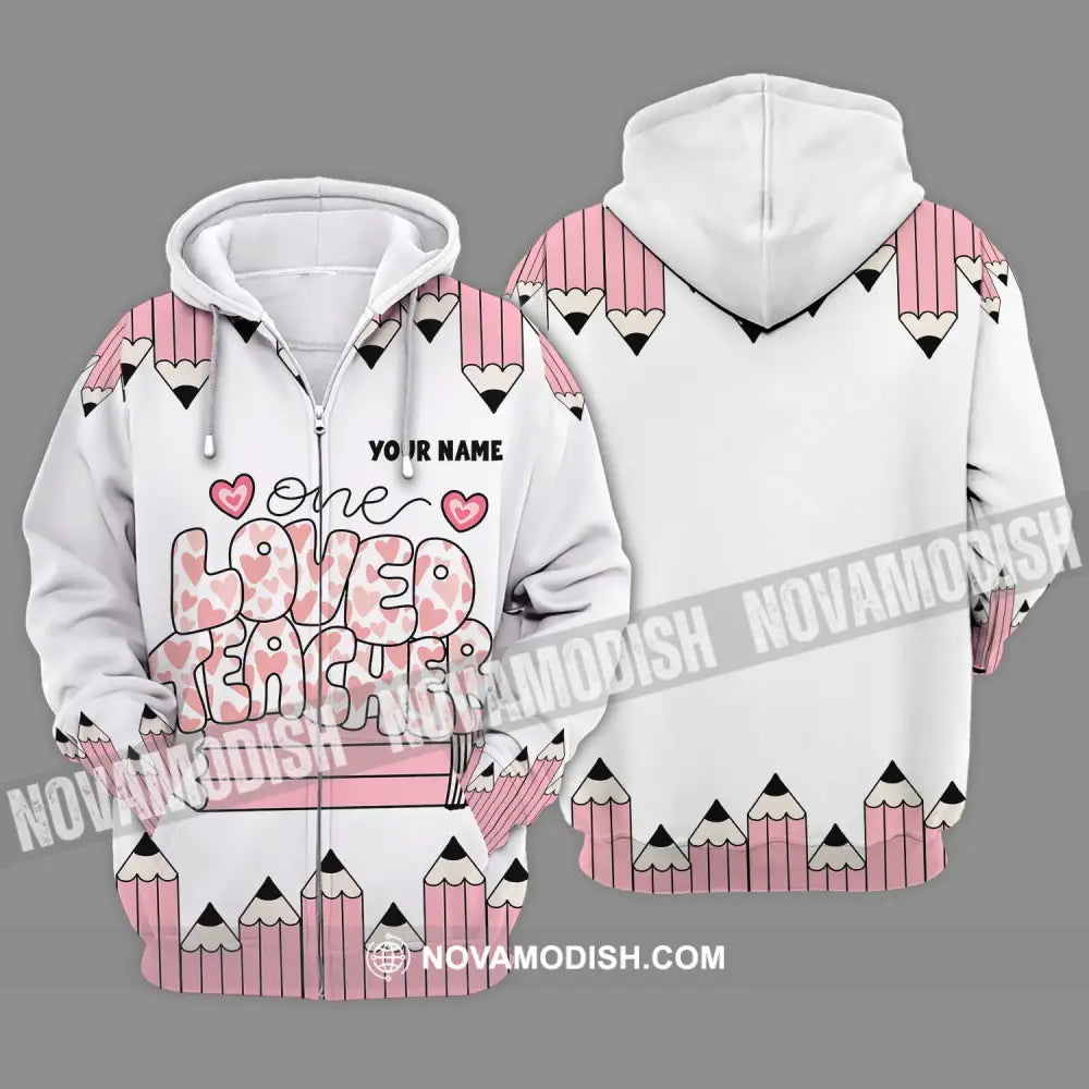 Unisex Shirt - Custom Text One Loved Teacher Shirt Zipper Hoodie / S T-shirt