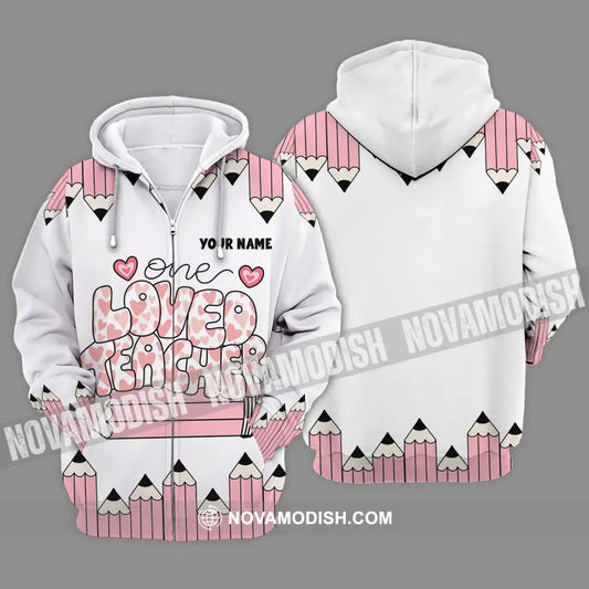 Unisex Shirt - Custom Text One Loved Teacher Shirt Zipper Hoodie / S T-shirt