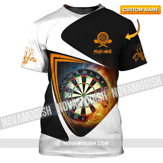 Unisex Shirt - Custom Text Orange Black And White Darts Sport Shirt T-shirt