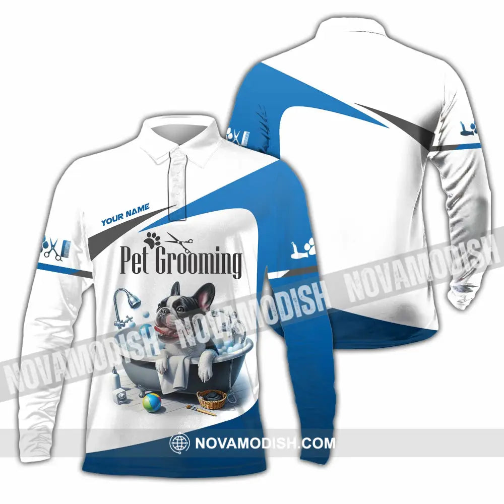 Unisex Shirt - Custom Text Shirt Pet Grooming Shirt Long Sleeve Polo / S T-shirt
