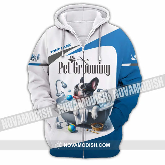 Unisex Shirt - Custom Text Shirt Pet Grooming Shirt Zipper Hoodie / S T-shirt