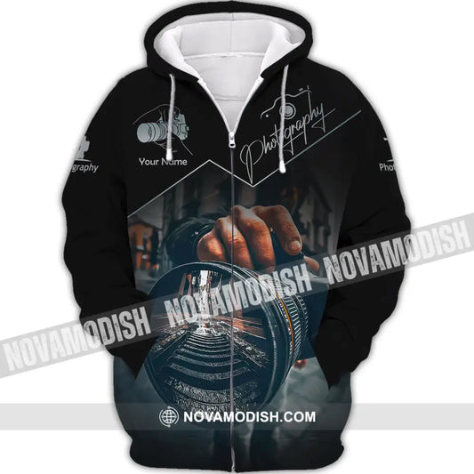Unisex Shirt - Custom Text Shirt Photographer Shirt Zipper Hoodie / S T-shirt