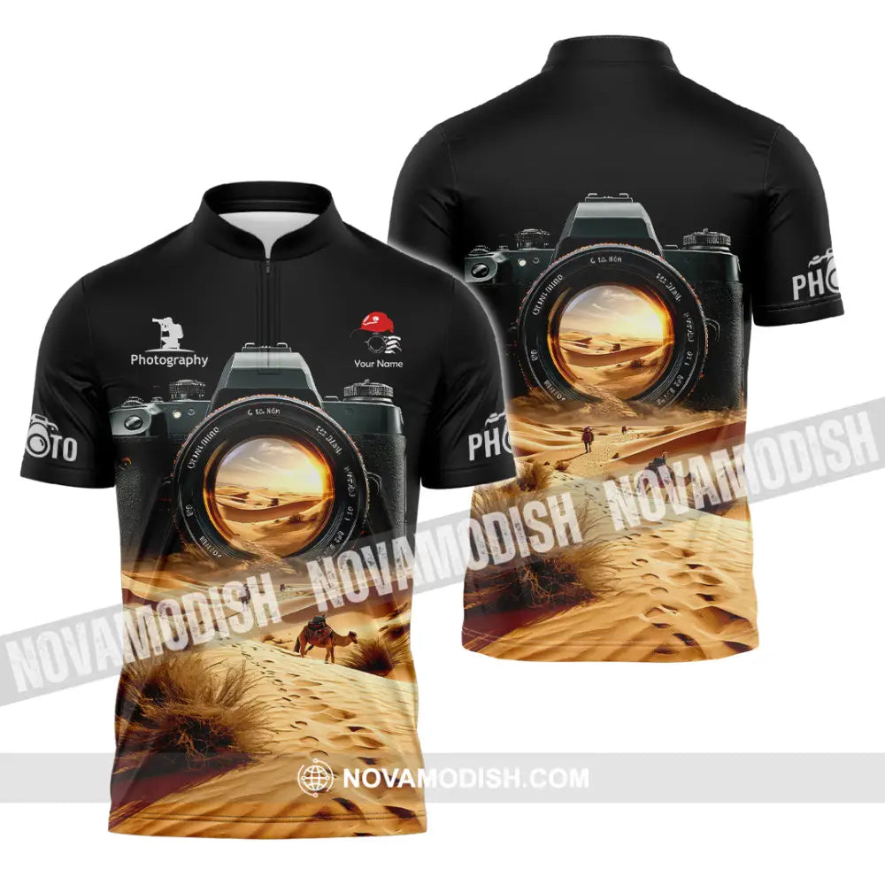 Unisex Shirt - Custom Text Shirt Photographer Shirt Zipper Polo Shirt / S T-shirt