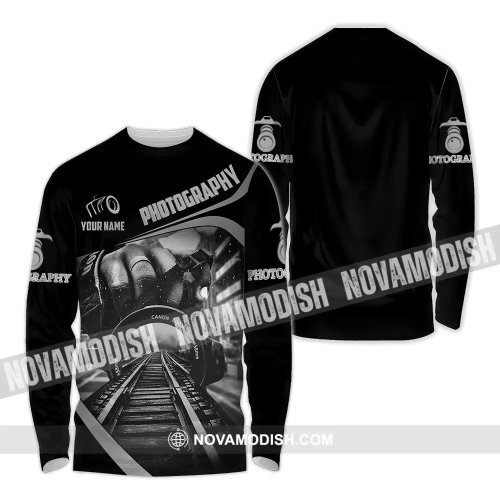 Unisex Shirt - Custom Text Shirt Photography Long Sleeve Shirt / S T-shirt