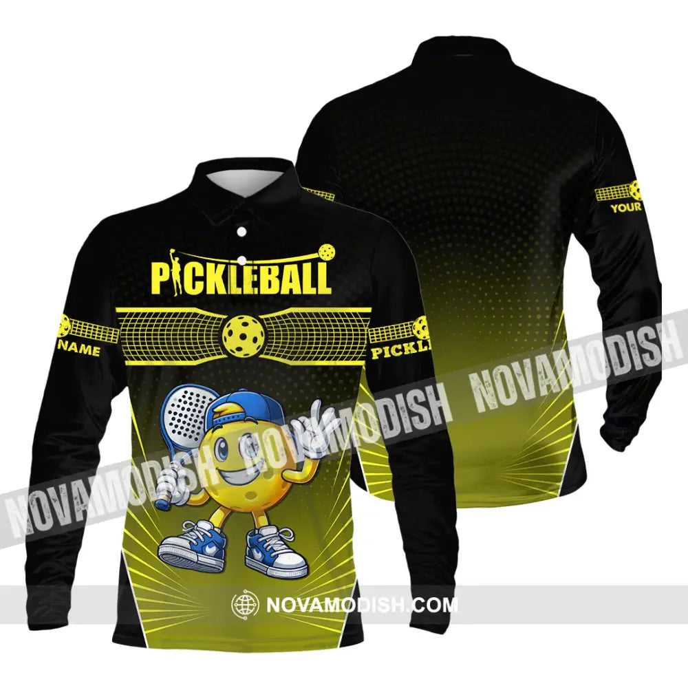 Unisex Shirt - Custom Text Shirt Pickle Ball Shirt Long Sleeve Polo / S T-shirt