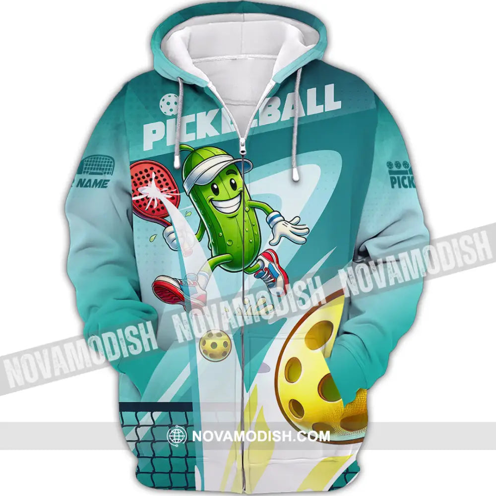 Unisex Shirt - Custom Text Shirt Pickle Ball Shirt Zipper Hoodie / S T-shirt