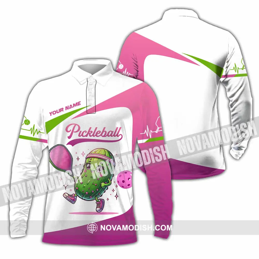 Unisex Shirt - Custom Text Shirt Pickleball Shirt Long Sleeve Polo / S T-shirt