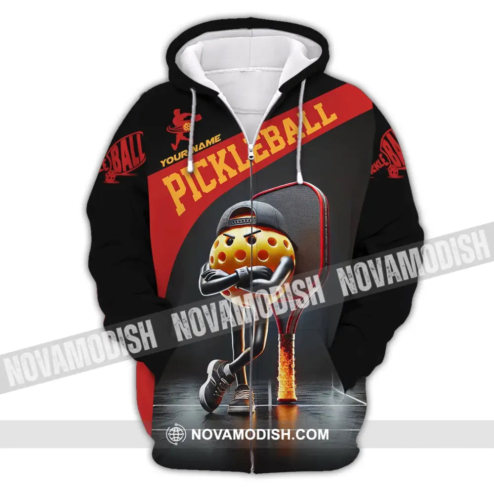 Unisex Shirt - Custom Text Pickleball Zipper Hoodie / S T-Shirt