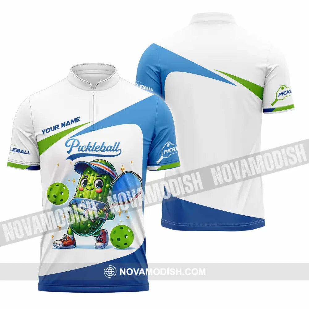 Unisex Shirt - Custom Text Shirt Pickleball Shirt Zipper Polo Shirt / S T-shirt