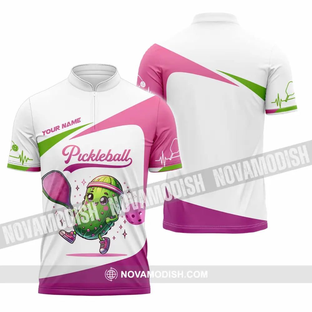 Unisex Shirt - Custom Text Shirt Pickleball Shirt Zipper Polo Shirt / S T-shirt