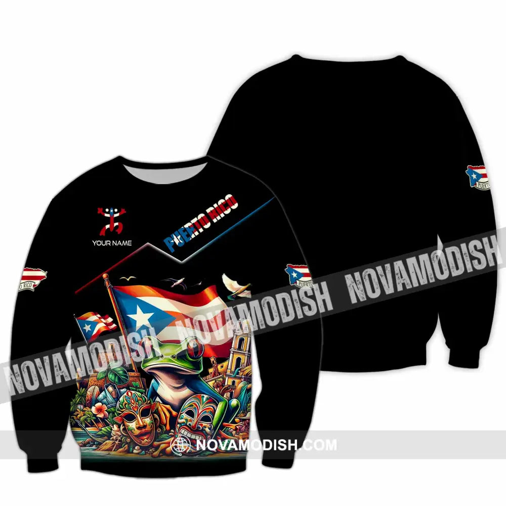 Unisex Shirt - Custom Text Shirt Puerto Rico Shirt Long Sleeve / S T-shirt