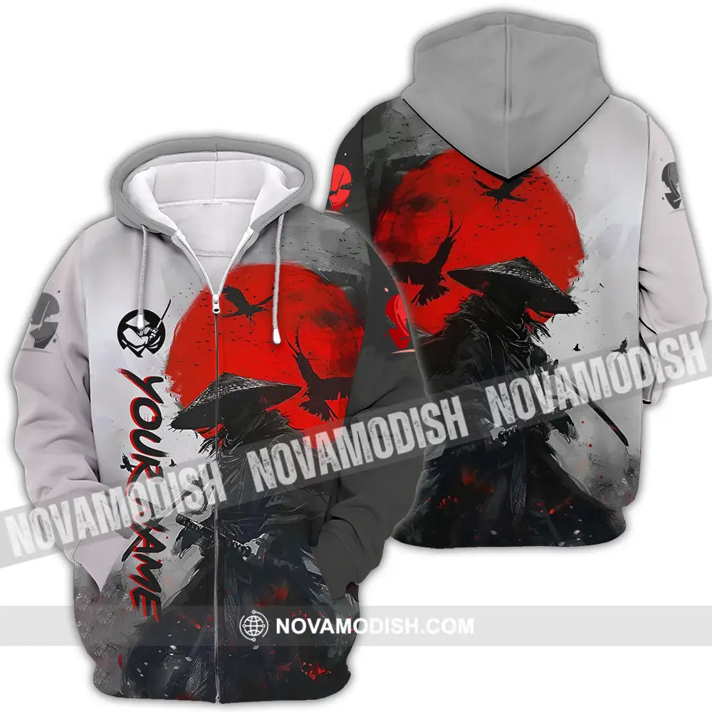 Unisex Shirt - Custom Text Samurai Shirt Zipper Hoodie / S T-shirt