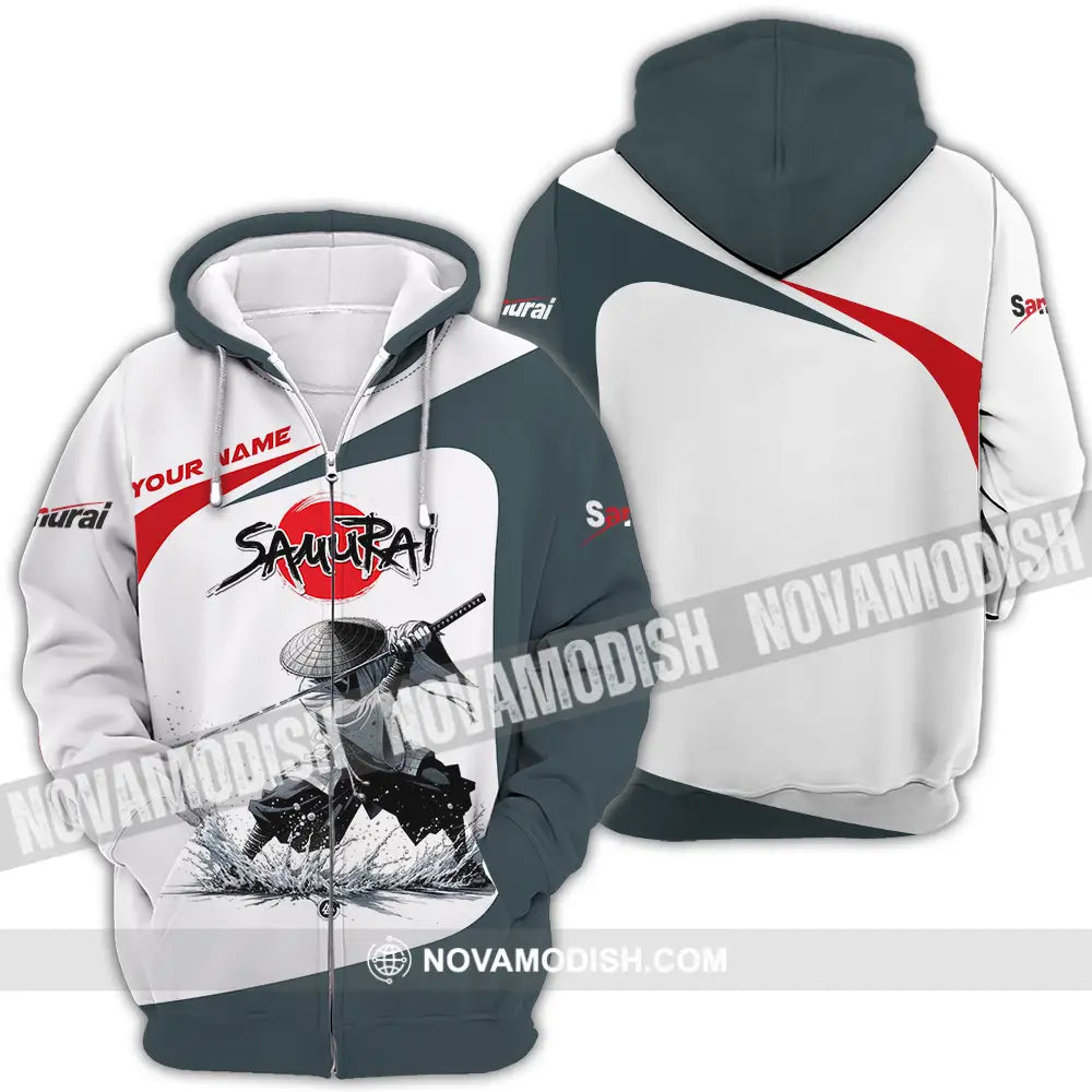 Unisex Shirt - Custom Text Shirt Samurai Zipper Hoodie / S T-shirt