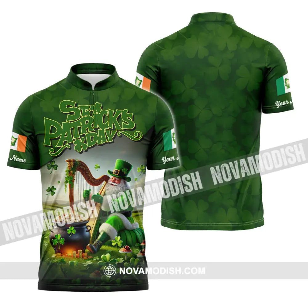 Unisex Shirt - Custom Text St.patrick’s Day Zipper Polo / S T-Shirt