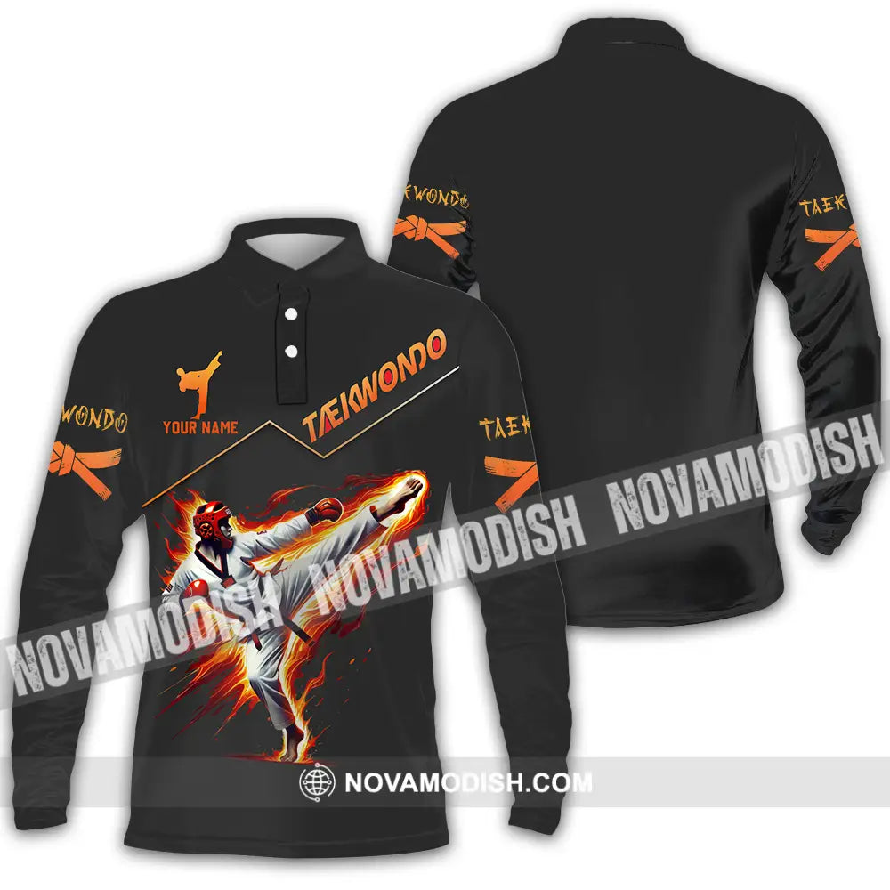 Unisex Shirt - Custom Text Shirt Taekwondo Long Sleeve Polo / S T-shirt