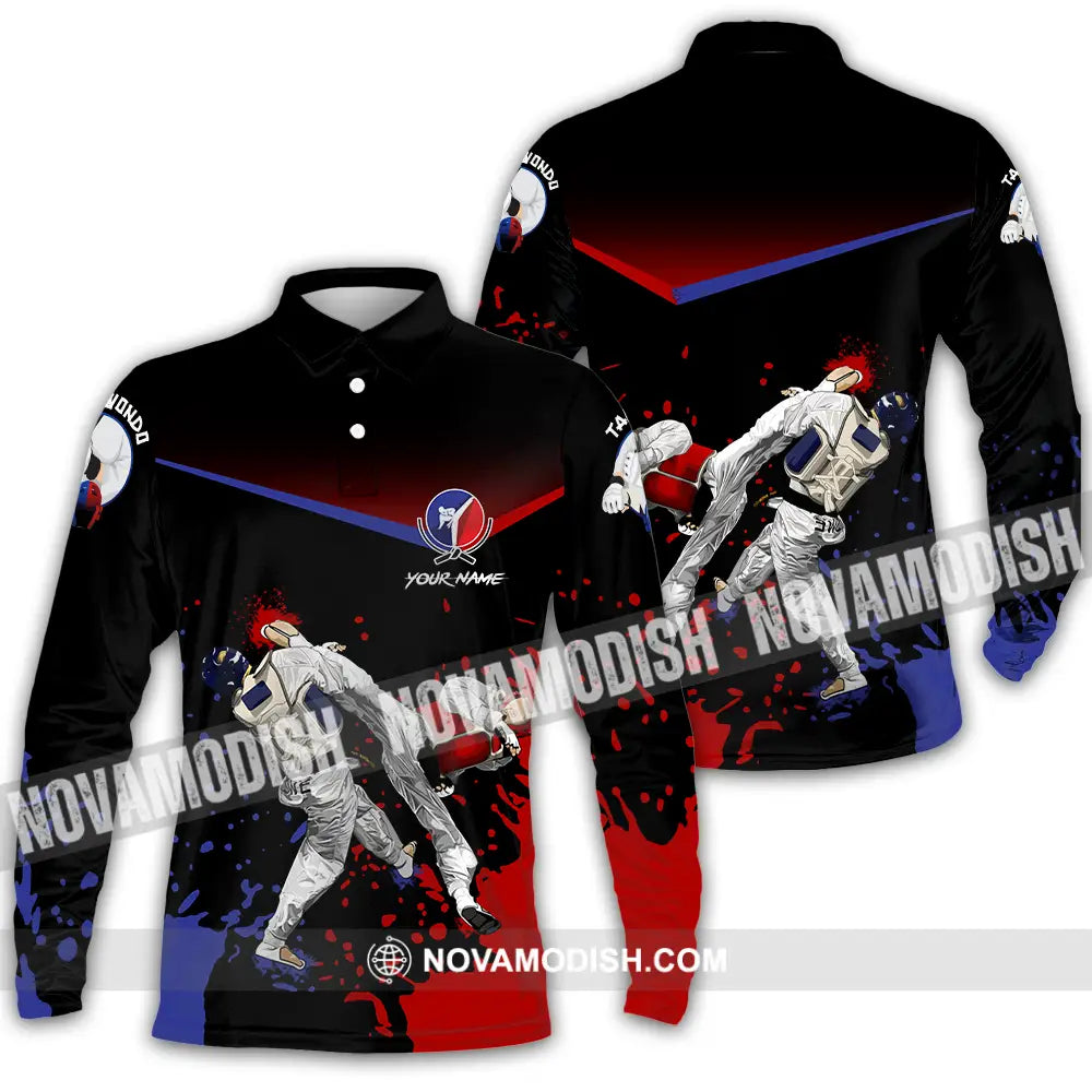 Unisex Shirt - Custom Text Shirt Taekwondo Shirt Long Sleeve Polo / S T-shirt