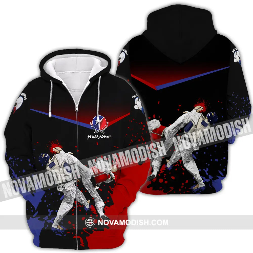 Unisex Shirt - Custom Text Shirt Taekwondo Shirt Zipper Hoodie / S T-shirt
