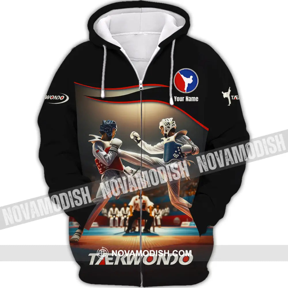 Unisex Shirt - Custom Text Shirt Taekwondo Shirt Zipper Hoodie / S T-shirt