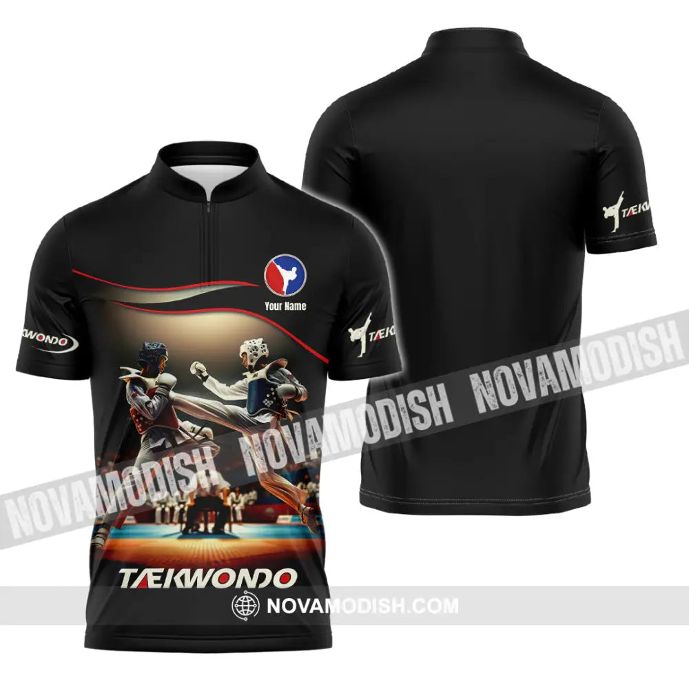Unisex Shirt - Custom Text Shirt Taekwondo Shirt Zipper Polo Shirt / S T-shirt