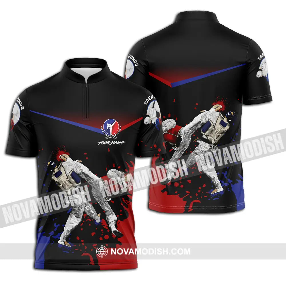 Unisex Shirt - Custom Text Shirt Taekwondo Shirt Zipper Polo Shirt / S T-shirt